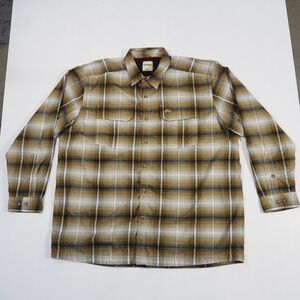 Simms Mens XXL Brown Plaid Waffle Lined Long Sleeve Button Down Fishing Shirt